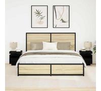 Walplus Bedside Cabinet With Drawer 2 Pcs Black Oak 40 X 39 X 48.5 Cm