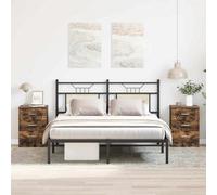 Walplus Bedside Cabinets 2 Pcs Smoked Oak 38X35X56 Cm Engineered Wood