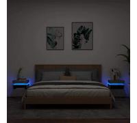 Walplus Bedside Cabinets With Led Lights 2 Pcs Concrete Grey 40X39X48.5 Cm