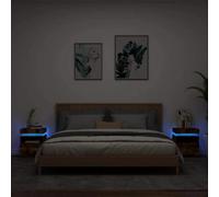 Walplus Bedside Cabinets With Led Lights 2 Pcs Smoked Oak 40X39X48.5 Cm