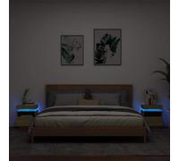 Walplus Bedside Cabinets With Led Lights 2 Pcs Sonoma Oak 40X39X48.5 Cm
