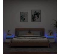 Walplus Bedside Cabinets With Led Lights 2 Pcs White 40X39X48.5 Cm