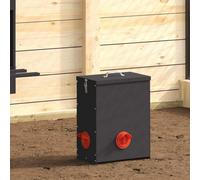 Walplus Black Chicken Feeder With Cover Lock 32.5X20.5X43Cm Cold-Rolled Steel - 25Kg Capacity