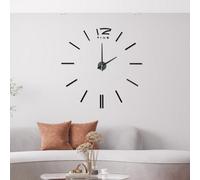 Walplus Black Frameless 3D Giant Wall Clock - Stick-On Wall Clock For Modern Decor