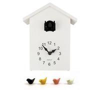 Walplus Black Window Cuckoo Clock With Four Birds - Elegant And Classic Bird Clock For Wall Decor - White 25Cm X 20Cm