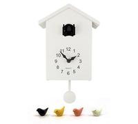 Walplus Black Window Cuckoo Clock With Four Working Bird And Pendulum - Elegant Bird Clock For Wall Decor, Classic Cookoo Clock