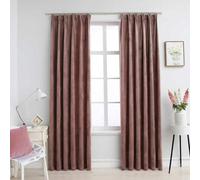 Walplus Blackout Curtains 2Pcs With Hooks Velvet Antique Pink 140X175Cm