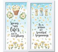 Walplus Blooming Watercolor Daisy Flowers Spring Window Clings - Double-Sided Window Stickers For Glass - 106Pcs