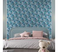 Walplus Blue And Grey Mosaic 2D Peel And Stick Wall Tiles Sticker 12Pcs Self Adhesive Stick On Tiles For Kitchen (28.5X14Cm)