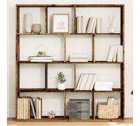 Walplus Book Cabinet Old Wood Finish Engineered Wood 132X29X141.5 Cm