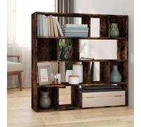 Walplus Book Cabinet Room Divider Smoked Oak 105X24X102 Cm