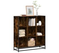 Walplus Bookcase Smoked Oak Finish Engineered Wood And Metal 97.5X33X107.5 Cm
