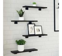 Walplus Bookshelf Board 4 Pcs Black 40 X 10 X 1.5 Cm Engineered Wood