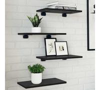 Walplus Bookshelf Board 4 Pcs Black 40 X 20 X 1.5 Cm Engineered Wood
