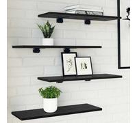 Walplus Bookshelf Board 4 Pcs Black 60 X 20 X 1.5 Cm Engineered Wood