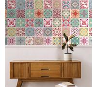 Walplus Bossa Mediterranean Peel And Stick Wall Tiles Stickers - 48Pcs Self Adhesive Stick On Tiles For Kitchen -15X15