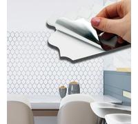 WALPLUS 28.5x14cm@60 pcs Brilliant White Silver Leaf Wall Tile Sticker Backsplash Tile Paint Stick on Tiles Peel and Stick Self Adhesive Wall Tiles Stickers for Kitchen Bathroom Tile Transfer