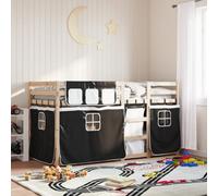 Walplus Bunk Bed Without Mattress White&black 80X200 Cm Solid Wood Pine
