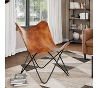 Walplus Butterfly Chair Brown Real Leather