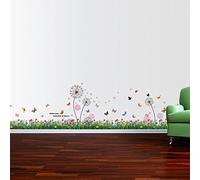 Walplus C3WWW02012 WS5031 British Colourful Grass Plus WS3017 Pink Dandelion Wall Sticker, Set of 2 Murals Nursery Office Home Decoration