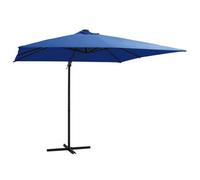 Walplus Cantilever Garden Parasol With Led Lights And Steel Pole 250X250 Cm Azure Blue