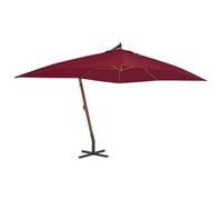 Walplus Cantilever Garden Parasol With Wooden Pole 400X300 Cm Bordeaux Red