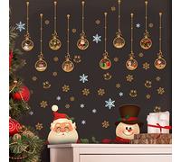 WALPLUS Christmas Combo Decorations Wall Stickers Santa and Snowman with Xmas Ornaments Wall Art Display Decals Living Room Home Living Room Bedroom DIY Gift