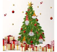 WALPLUS Christmas Decorations Wall Stickers Merry Xmas Gnomes and Tree Wall Art Window Display Clings Decals Living Room Sale Clearance PVC Decals for Glass Xmas Winter Décor
