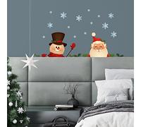 WALPLUS Christmas Decorations Wall Stickers Peeking Santa and Snowman Stickers Set Wall Art Display Decals Living Room Sale Clearance Home Living Room Bedroom DIY Gift