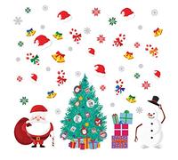 WALPLUS Christmas Removable Wall Stickers - Mixed Festive Designs - Vinyl Self-Adhesive Decals for Easy DIY Decoration - Suitable for Windows, Living Room & More
