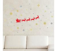 Walplus Christmas Santa Sleigh Wall Stickers Wall Art, Diy Art, Home Decorations, Decals