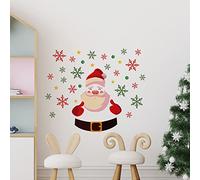 WALPLUS 70x90cm Christmas Combo Decorations Wall Stickers Cute Santa with Colourful Snowflakes Wall Art Window Display Clings Display Decals Living Room Living Room Bedroom DIY Gift