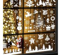 WALPLUS Christmas Window Clings Xmas Decoration Sale Clearance Reusable Double-Sided Print Decals for Glass Living Room Windows Display White Christmas Merry Wonderland 163 Pieces