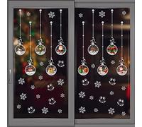 WALPLUS Christmas Window Stickers Clings Xmas Decoration Sale Clearance Reusable Double-Sided Print Decals for Glass Living Room Windows Display Matt Silver Christmas Ornaments 45 Pieces