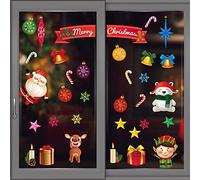 WALPLUS Christmas Window Stickers - Reusable Double-Sided Xmas Window Clings, Removable Holiday Decorations, 59 Pieces