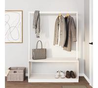 Walplus Clothes Rack With Shoe Storage White 113X40X157.5 Cm Solid Wood Pine