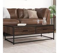 Walplus Coffee Table Brown Oak 100X50X35 Cm Engineered Wood And Metal