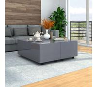 Walplus Coffee Table High Gloss Grey 100X100X35 Cm