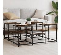 Walplus Coffee Table Smoked Oak 91X91X40 Cm Engineered Wood