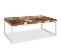 Walplus Coffee Table Teak Resin 110X60X40 Cm White And Brown