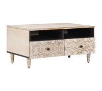 Walplus Coffee Table With Drawer White 80 X 54 X 40 Cm Solid Mango Wood