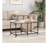 Walplus Coffee Table With Transparent Glass Top 78.5X40X40 Cm Steel