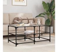 Walplus Coffee Table With Transparent Glass Top 98.5X50X45 Cm Steel