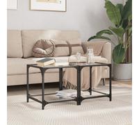 Walplus Coffee Tables With Transparent Glass Top 2 Pcs 40X40X40 Cm Steel