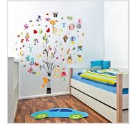 WALPLUS Colorful Photo Tree & Alphabet Wall Stickers - Kids Room Decor, Nursery, Playroom, Bedroom, 100Pcs, 150cm x 130cm, Removable & Reusable