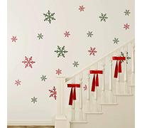 WALPLUS 60x28cm Christmas Decorations Wall Stickers Coloured Christmas Snowflakes Stickers Wall Art Window Display Clings Display Decals Living Room Sale Clearance Home Living Room Bedroom DIY Gift