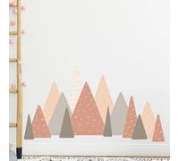 Walplus Colourful Mountains Landscape, Scandinavian Style, Pink, Children Wall Sticker Kids Sticker Pvc Brown