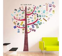 Walplus "Colourful Tree Hook Luggage Labels" Home Restaurant Decoration DIY Living Bedroom Removable Self-Adhesive Wall Stickers Art Decals Office Décor, Red, 160 x 180 cm