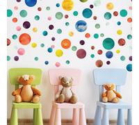 Walplus Colourful Watercolour Dots X 3 Packs Kids Sticker Pvc Multicoloured