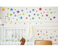 WALPLUS Colourful Watercolor Stars Wall Stickers - Nursery Decor, Kids Room, Playroom, Bedroom, Baby Room Wall Art Decals